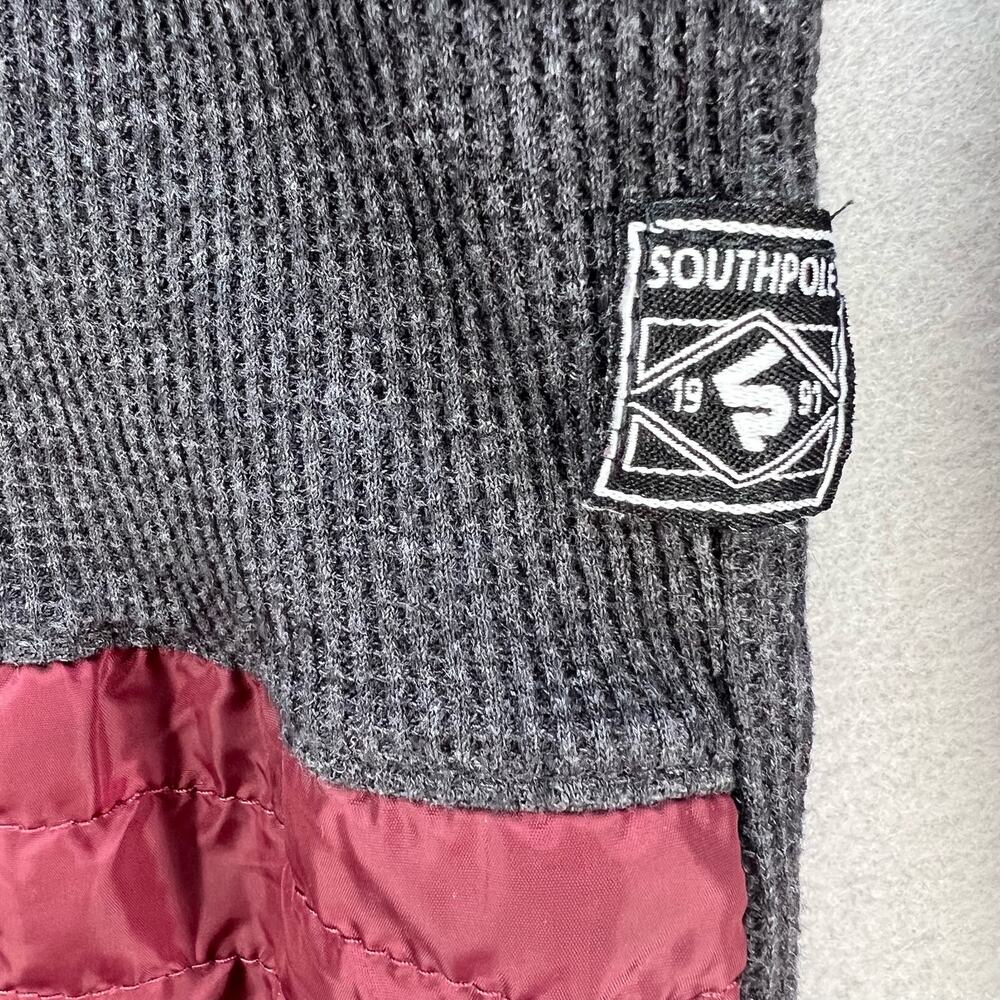 Southpole Top Women's XL Grey Maroon Crew Neck Pullover Sweatshirt Gorpcore - Picture 5 of 12
